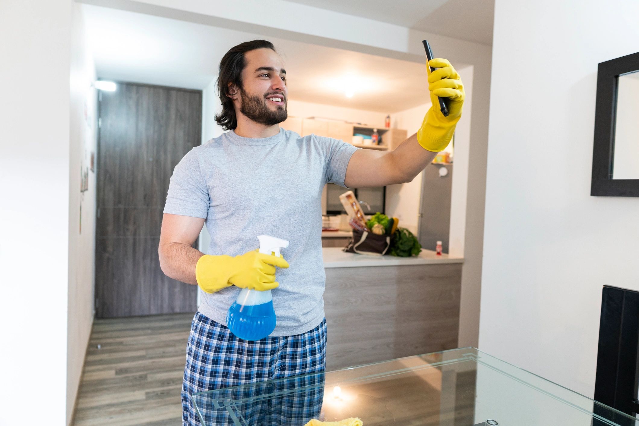 Cleaner with supplies ready for service